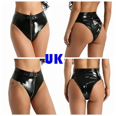 £8.39 • Buy Women Sexy Booty Shorts Wet Look Faux Leather High Rise Briefs Clubwear Dance UK