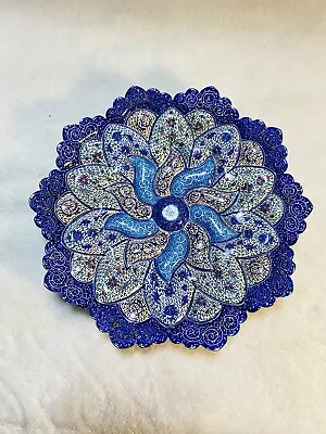 Minakari Plate Hand Painted Vintage Enamel Copper Persian Blue Wall Decor 7.5” • $35