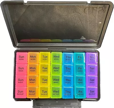 7 Day Large Pill Box Daily Organiser 28 Compartment Medicine Storage Dispenser • £7.99