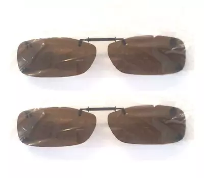 2 Haven Fits Over Clip Ons Rec B 54 Amber Frameless Polarized Sunglasses NEW!! • $15.99