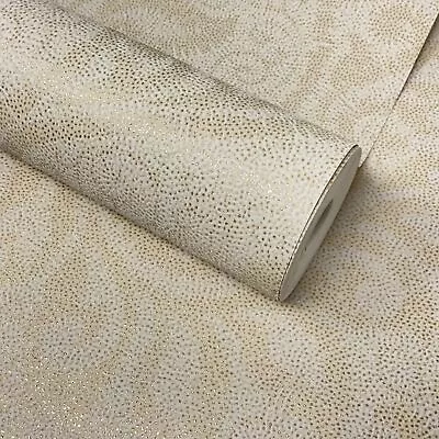 £7.99 • Buy Paste The Wall - Ivory, Cream & Gold Glitter Textured Damask Wallpaper - DL22838