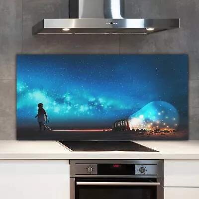 £190.79 • Buy Kitchen Splashback Toughened Glass 140x70 Painting Space Dust Bulb Boy