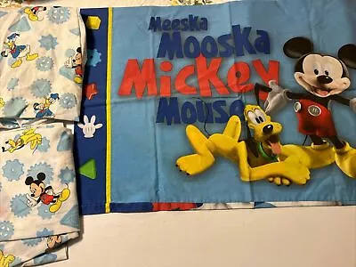 Mickey Mouse Club Crib Toddler Bed Fitted  Flat And Pillowcase Meeska Mooska • $16.99