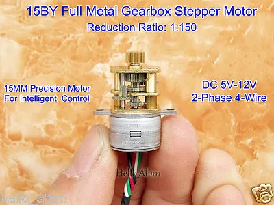 DC 5V 12V 2-Phase 4-Wire 15MM Mini Gear Stepper Motor Full Metal Gearbox Robot • $7.75