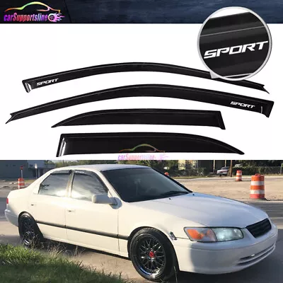 Fit For 97-01 Toyota Camry Window Visor Smoke Rain Guard Shade W/ White SPORT • $45.99