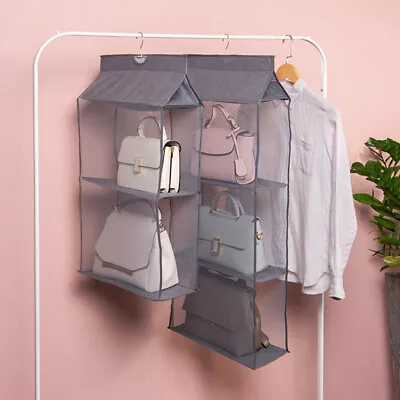 Hanging Handbag Organizer Wardrobe 2/3/4 Pockets Shelf Bag Storage Holder • $13.77