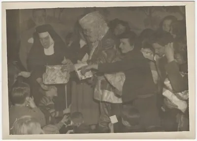 Santa Claus & Nuns Christmas Catholic Church Holiday Gift Party Vintage Photo • $5.99