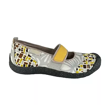 KEEN Womens Sz 7.5 Harvest Mary Jane Patchwork Flats Shoes Loafers Gray Yellow • $28