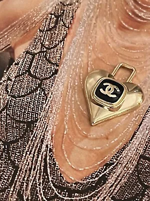 23mm Gold Lock Metal Heart Zipper Pull 1PC Replacement Designer Charm Button • $28