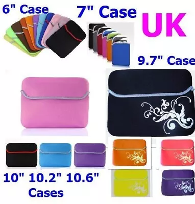 Neoprene Pouch Case Cover  For 6 7 7.5 8 9.7 10 10.5 Computer Netbook Tablet  • £3.45