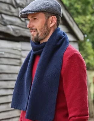 Wool Lovers Mens Essential Lambswool Scarf Navy Bnwt • £9.99