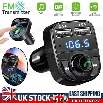 Bluetooth FM Transmitter Car Charger 2 USB PD Cigarette Lighter Socket Adapter • £9.08