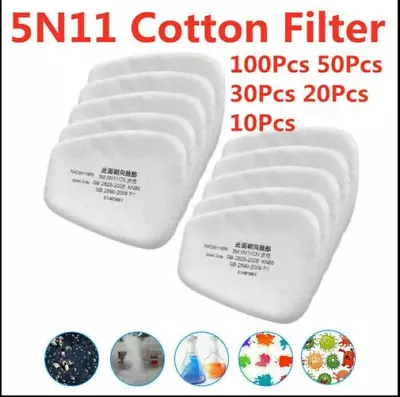 10/20/50 Pieces 5N11 Filter Respirator Cotton Replacement For Gas Mask 6200/6800 • $22.10