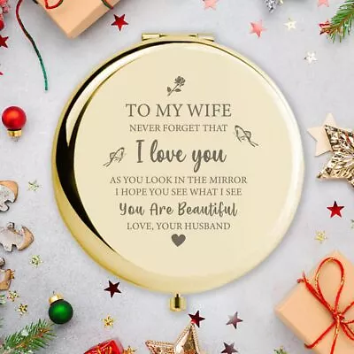 Valentines Day Gifts For Wife - I Love You Wife Gift Gold Compact Tabletop Mo... • $13.60