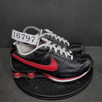 Nike Shox Shoes Mens Sz 7.5 Black Red Leather Trainers • $57