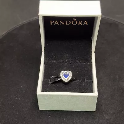 Pandora Sparkling Levelled Heart Charm Blue NEW • £3.20