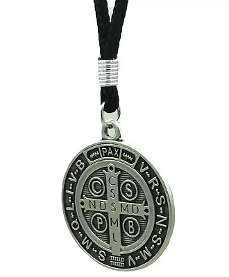 Medalla De San Benito Saint St Benedict Medallion Medal Pendant Cord Necklace • $18