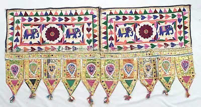 Rabari Tribal Ethnic Embroidery Tapestry Mirror Decor Door Valance Indian Toran • $0.99