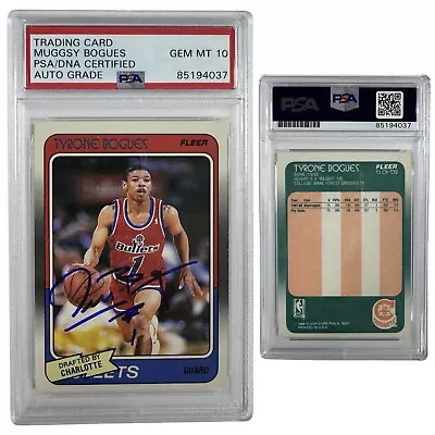 1988-89 Muggsy Bogues Fleer #13 Autographed PSA AUTO GEM MT 10 Bullets Hornets • $149.99