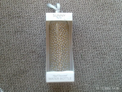 £3.95 • Buy Clear Dot Glass Water Bottle Sunny By Sue. Hand Decorated  Present Gift 500ml