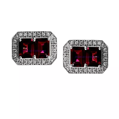 Natural Garnet & CZ Gemstones 925 Sterling Silver Cufflinks For Men's #J211 • $105