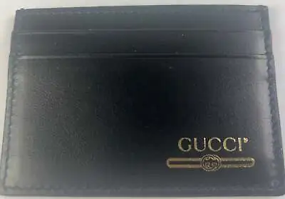 Gucci Vintage Logo Card Holder Wallet - Black Leather Brand New • $127.49