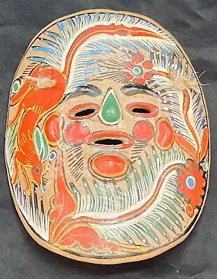 $32 • Buy VTG Mexico Aztec Folk Art Handpainted Clay Pottery Wall Hanging Mask