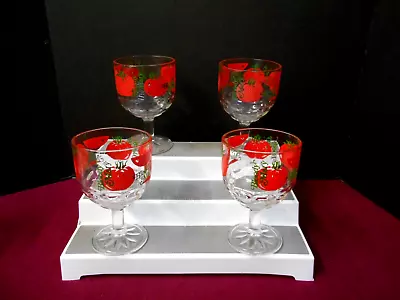 Vintage Set Of 4 Bloody Mary Glasses Tomato Heavy Goblet Barware Entertaining 6  • $24.99