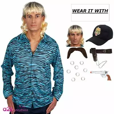 Adults Tiger King Costume And Accessory Set Mens Joe Exotic Mullet Animal Theme • £21.99