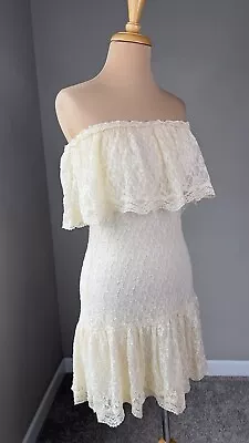 Moda International Ivory Lace Ruffled Strapless Mini Dress S • $34.99