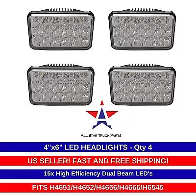 4x LED Sealed Beam HEADLIGHTS For Peterbilt Rectangular Headlights 379 378 357 • $74.50
