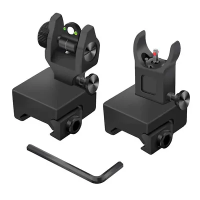 Flip Up Fiber Optics Iron Sights Front Rear Sight For 20mm Weaver Rail Aluminum • $16.99