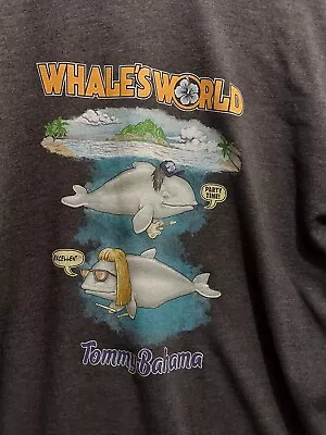 Tommy Bahama Mens Graphic T Shirt Grey 2XL Whales World XXL Wayne's World Parody • $30