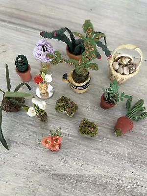 Fairy Garden Dollhouse Miniature Potted Plants Cactus Flowers In Vases • $20