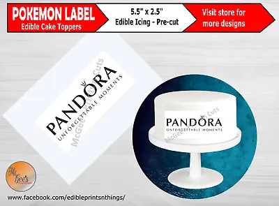 Pandora 5.5  Label Pre Cut Printed Edible Cake Topper Decoration Birthday Party • £3.95