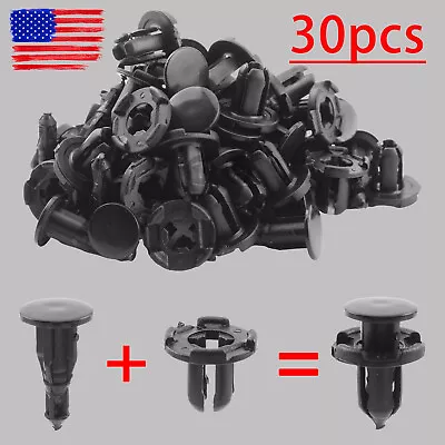 30X 9mm Plastic Push Retainer Bumper Clips Fasteners Rivet Clips MR200300  • $6.93