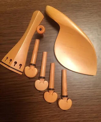 Violin Boxwood Parts Accessories Set 4/4 Pegs/ Endpin/Tailpiece/Chinrest US Ship • $35.88