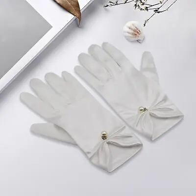 £9.90 • Buy 1 Pair Bride Wedding Satin Gloves Short White For Evening Banquet Girls