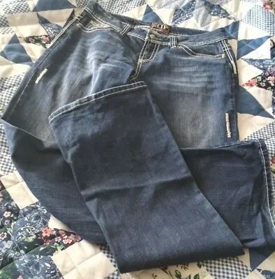 Mild Distress Cowgirl Up Western Jeans  Women's Actual Size 35  X 35  • $31.99