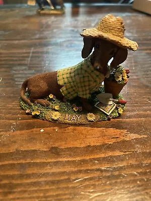 Danbury Mint Dachshund May Flowers Garden Perpetual Calendar Dog Figurine • $24