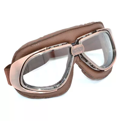 Retro Vintage Aviator Pilot Motorcycle Cruiser Scooter Biker Goggles Clear Lens • $7.99