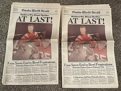 Omaha World Herald January 5th 1995 Huskers Win Miami Thriller At Last! • $10