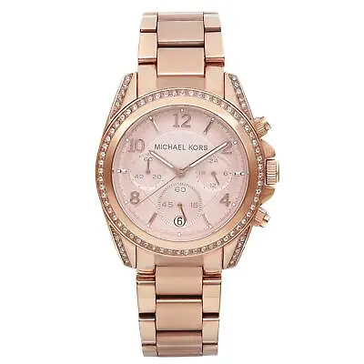 Michael Kors Blair Steel Rose Gold-Tone Dial Crystal Ladies Quartz Watch MK5263 • $129
