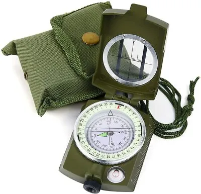 Sportneer Military Lensatic Sighting Camping Compass W/ Carrying Bag Waterproof • $13.99
