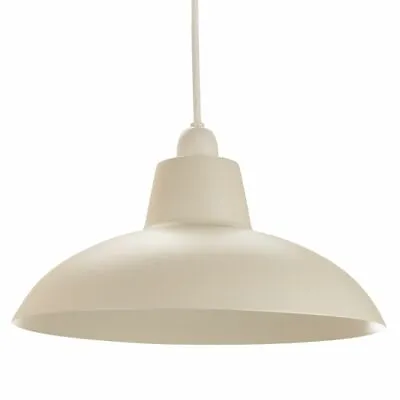 Industrial Retro Designed Matt Cream Curved Metal Ceiling Pendant Light Shade... • £24.75