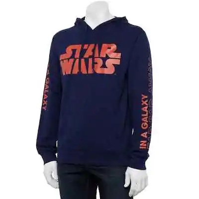 £15.57 • Buy Star Wars Size Large Long Sleeve Hoodie Navy W/Red Letters