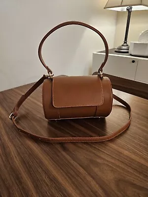 Brown Tan Melie Bianco Barrel Bag Faux Vegan Leather Crossbody Handbag Purse • $40