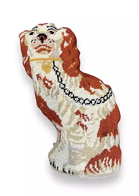 Vintage Tableaux Needlepoint Dog Pillow King Charles Spaniel Staffordshire • $500
