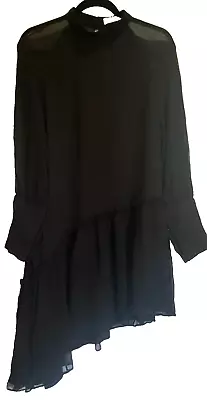 SASS & BIDE Womens Black 100% Silk Asymmetric Dress 'Dream Scene' Size 12 • $60