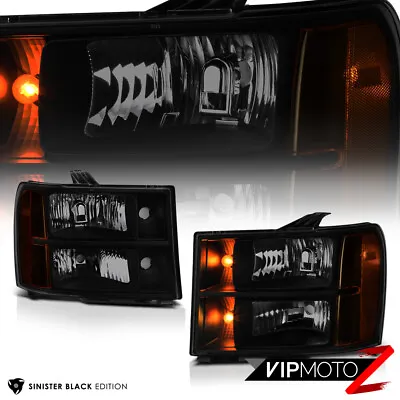 2007-2013 GMC Sierra  DARK SMOKE  Black Left Right Headlights Headlamps PAIR SET • $122.95